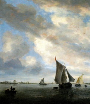 View of a Lake with Sailing Ships